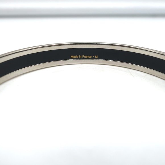 HERMES CAPITALES ENAMEL NARROW BANGLE BRACELET GRAY/SILVER SIZE MEDIUM - Picture 5 of 6